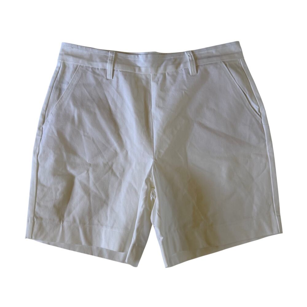 Boston Proper White High Rise Stretch Shorts Size 14 7 Inch Inseam Long Bermuda